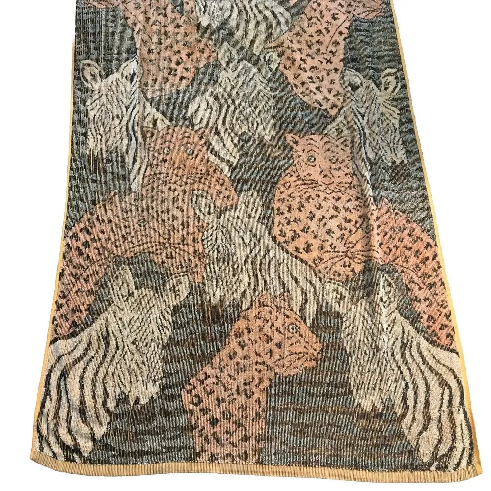 Vtg MCM Sea King Town House Towel Hong Kong African Animals Cheetah  30” x 60”